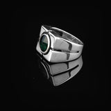 Handmade Emerald Gemstone Signet Ring - Sterling Silver Vintage Pinky Ring for Men — image 5
