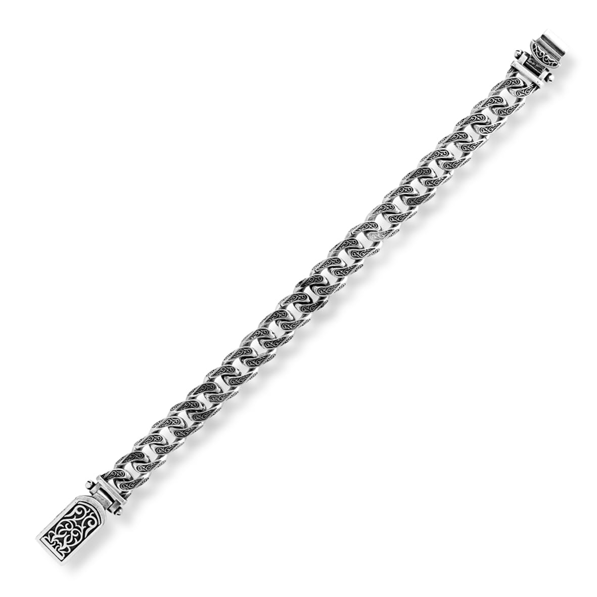 Made to Order Men's Gothic Vintage Pattern Hand-Engraved 925 Sterling Silver Chain Bracelet with Personalized Touch and Silver Polishing Cloth Gift