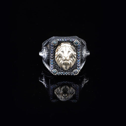925 Sterling Silver Men's Ring - Handmade Lion Design