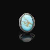 Vintage Turquoise Oval Stone Ring for Men - Large 925 Sterling Silver Turkish Handmade Polished Engagement Ring with Silver Polishing Cloth Gift — image 3
