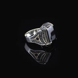 Square Ottoman Ring with Black Onyx - Stylish Square Ottoman Ring Featuring Black Onyx - Handcrafted 925 Sterling Silver Men's Ring - Birthday Gifts — image 3