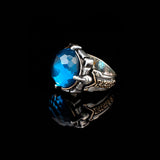 Men's Ring - Man Silver Aquamarine Stone Gemstone Ring in 925 Sterling Silver — image 5