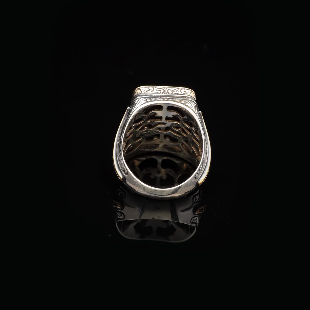 Polished Black Onyx and Micro Stone Men's Ring - Vintage 925 Sterling Silver Gemstone Statement Ring