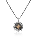 Gothic Compass Necklace for Men - Sterling Silver Pendant with Silver Chain &Silver Cleaning Cloth Gift - Biker Gothic Pendant -Silver Chain — image 1