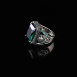 Handmade 925 Sterling Silver Lion Ring for Men - Emerald Gemstone — image 3