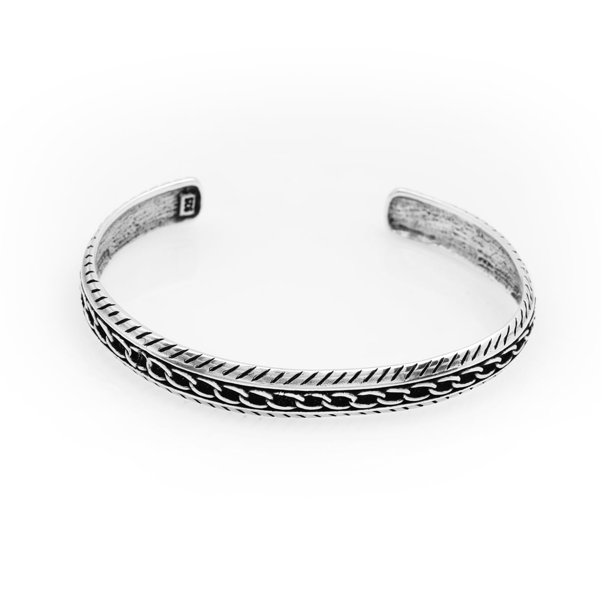 Men Thick Silver Band Bracelet – Handmade Sterling Silver Cuff Bracelet