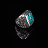 Vintage Malachite Ring with Micro Jade Stone - Handmade 925 Sterling Silver Men's Ring with Gemstone - Includes Silver Polishing Cloth Gift — image 2