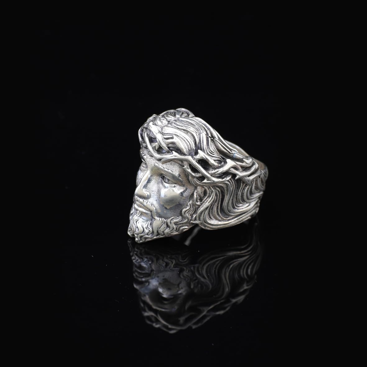 Jesus Christ Crown of Thorns Handmade Sterling Silver Men Ring