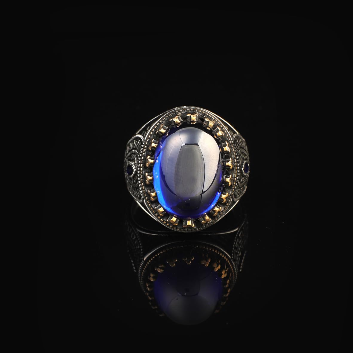Blue Tiger Eye Ring for Men