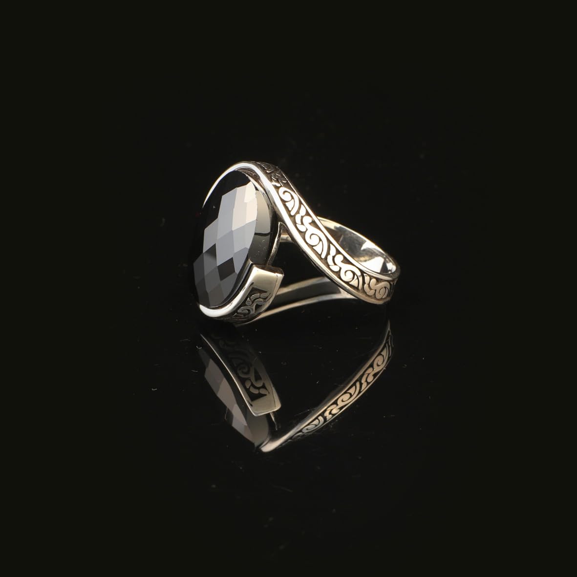 Onyx Ring Gemstone Ring Ottoman Statement Ring Vintage Ring Pinky Ring Sterling Silver Ring Gift for Him Handmade