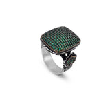 Handmade Vintage Jade Ring with Micro Stones – 925 Sterling Silver Statement Ring for Men — image 1