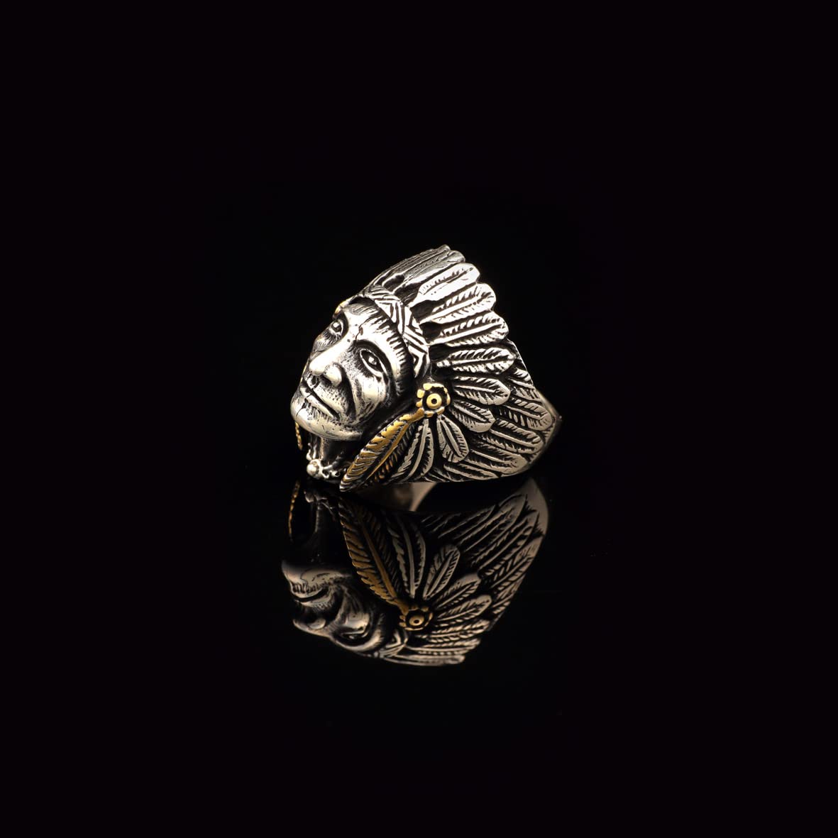 American Indian Chief Handmade Silver Men Ring