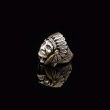 American Indian Chief Handmade Silver Men Ring — image 4
