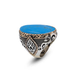 Genuine Turquoise Men's Ring - Large Oval Stone — image 1