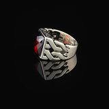 Vintage Handmade Garnet Ring for Men - Ottoman Style Sterling Silver Pinky Ring with Custom Engraving - Perfect Engagement Ring Gift with Silver Polishing Cloth — image 5