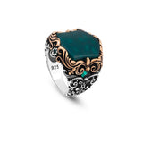 Handmade Jade Ring in Ottoman Style - 925 Sterling Silver Men's Gemstone Jewelry — image 1