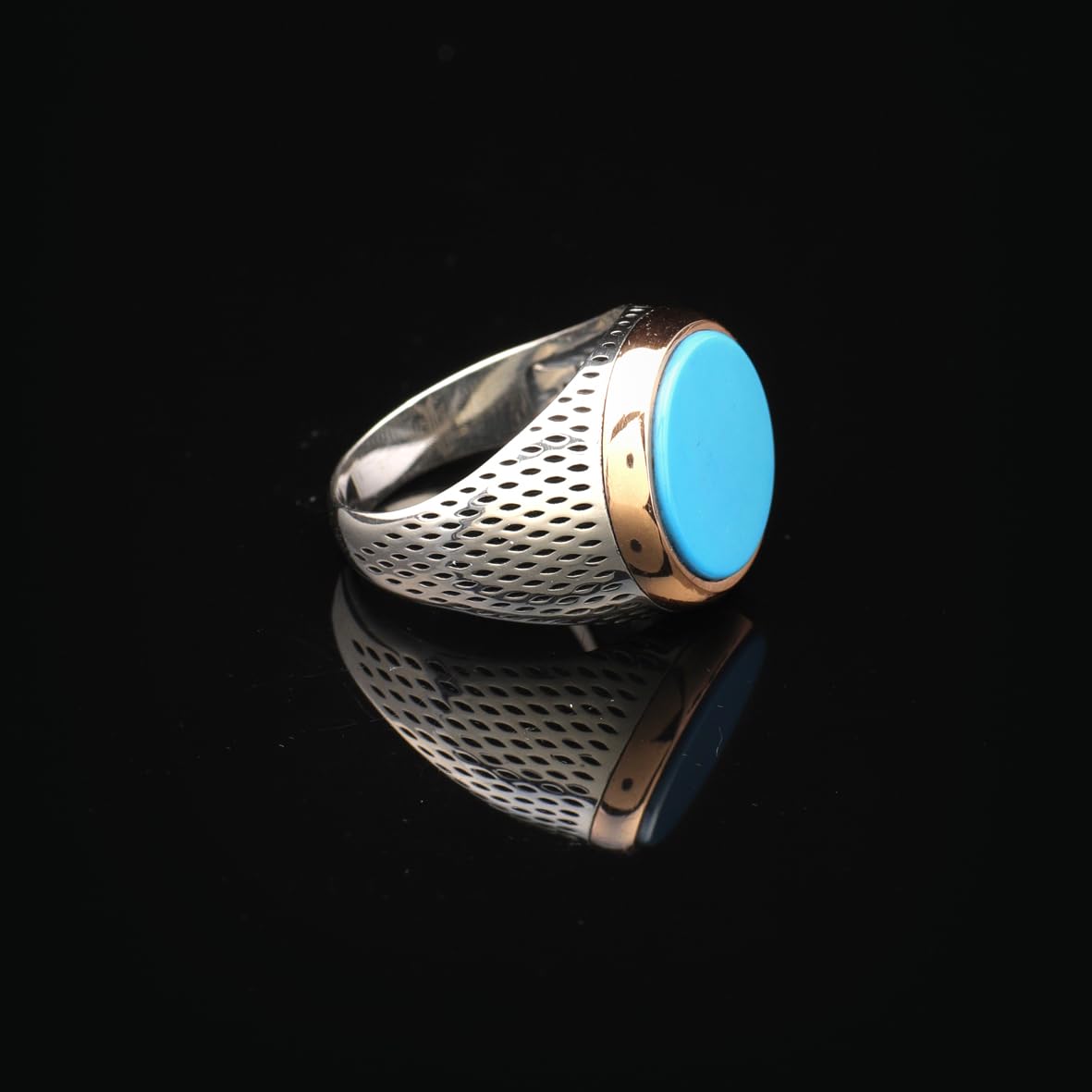 Handmade Turquoise Pinky Signet Ring for Men