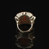 Carnelian Ring Large Statement Chunky Silver Whiskey Barrel Ottoman Vintage 925 Sterling Engagement Promise Gemstone Gift for Husband — image 6
