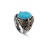 Mens Turquoise Eagle Ring – Vintage Animal Signet Ring with Gemstone in Sterling Silver — image 1