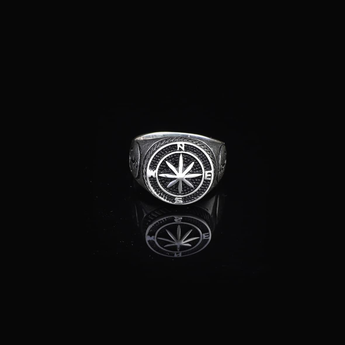 925K Sterling Silver Compass Ring