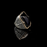 Vintage Large Blue Sapphire Ring for Men - 925 Sterling Silver Turkish Handmade Polished Engagement Ring with Silver Polishing Cloth Gift — image 4