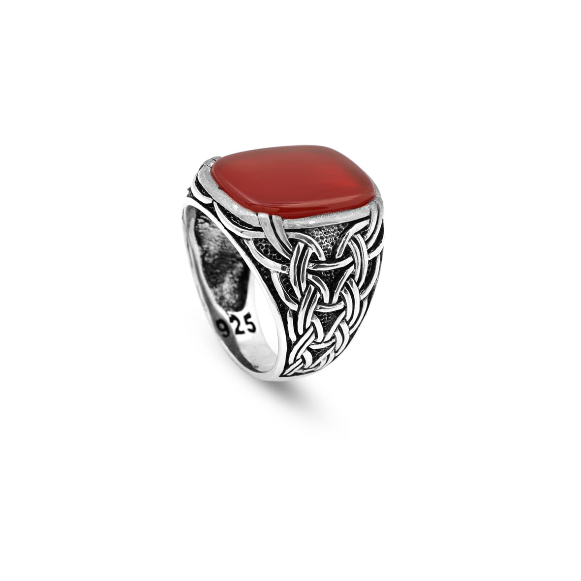 Vintage Carnelian Ring for Men – Sterling Silver Handmade Signet with Natural Gemstone – Custom Engraving Gift & Engagement Ring + Polishing Cloth