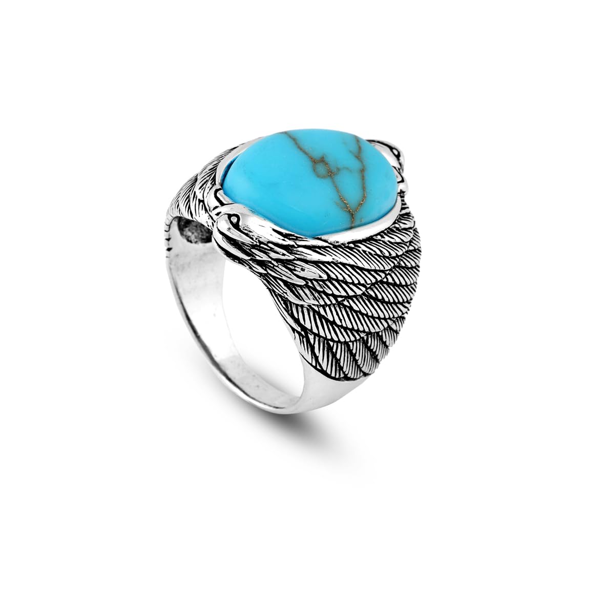 Men's Turquoise Ring in Sterling Silver with Eagle Design