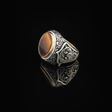 Handmade Tiger Eye Signet Ring - Vintage Pinky Ring in Sterling Silver for Men with Custom Engraving - Ottoman Style Gemstone Jewelry - Gift Silver Polishing Cloth Included — image 5