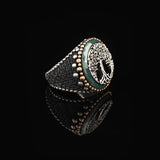 Tree of Life Jade Signet Ring - Sterling Silver Pinky Ring for Men with Gemstone — image 4