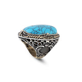 Handmade Men's Turquoise Ring – Chunky Sterling Silver Engagement Ring with Vintage Ottoman Design — image 1
