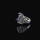 Square Ottoman Ring with Black Onyx - Stylish Square Ottoman Ring Featuring Black Onyx - Handcrafted 925 Sterling Silver Men's Ring - Birthday Gifts — image 4
