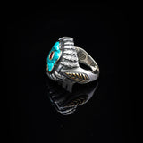 Handmade Malachite and Ruby Knife Ring with Micro Stone Jewelery- Vintage 925 Sterling Silver Rings for Men - Includes Silver Polishing Cloth Gift — image 4