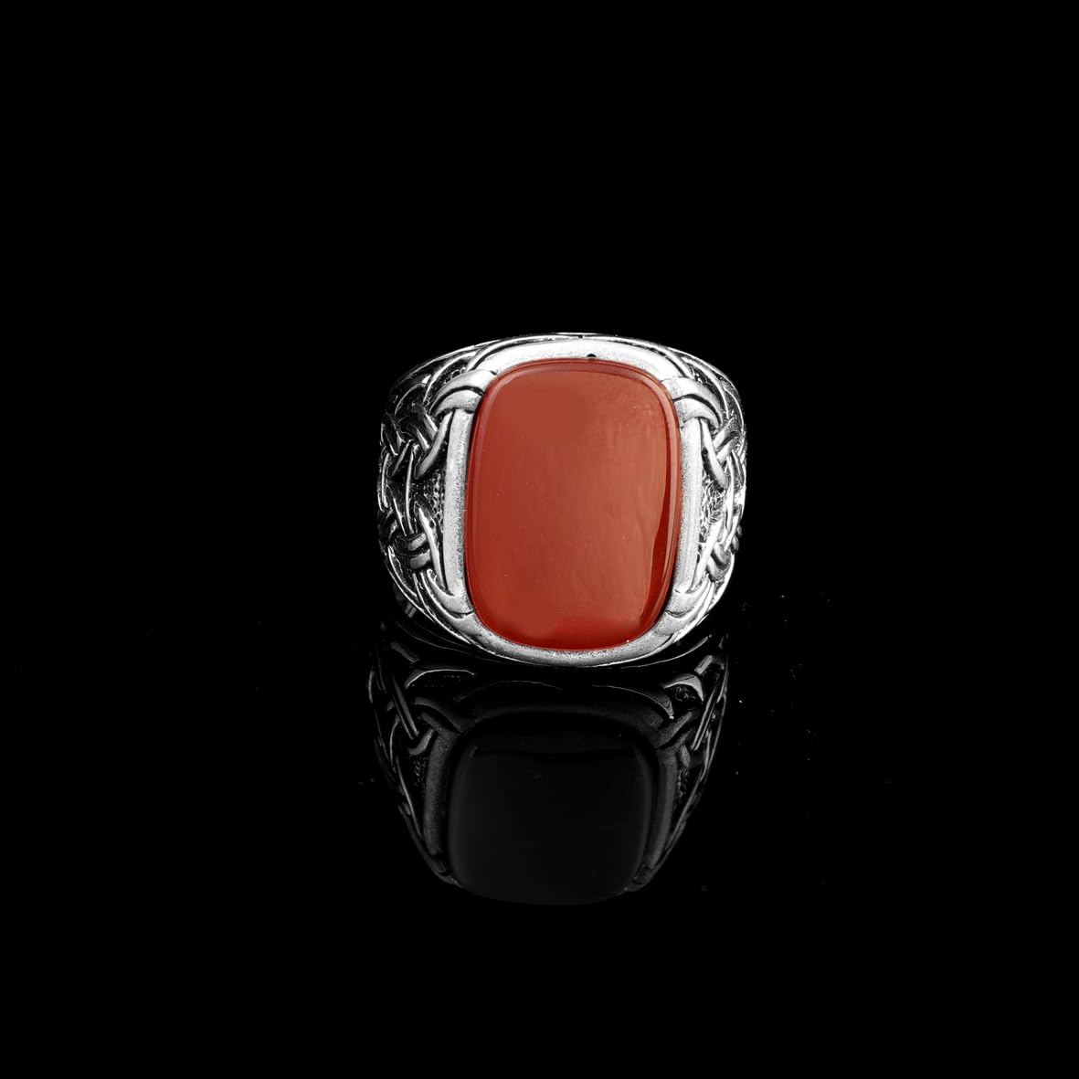 Vintage Carnelian Ring for Men – Sterling Silver Handmade Signet with Natural Gemstone – Custom Engraving Gift & Engagement Ring + Polishing Cloth