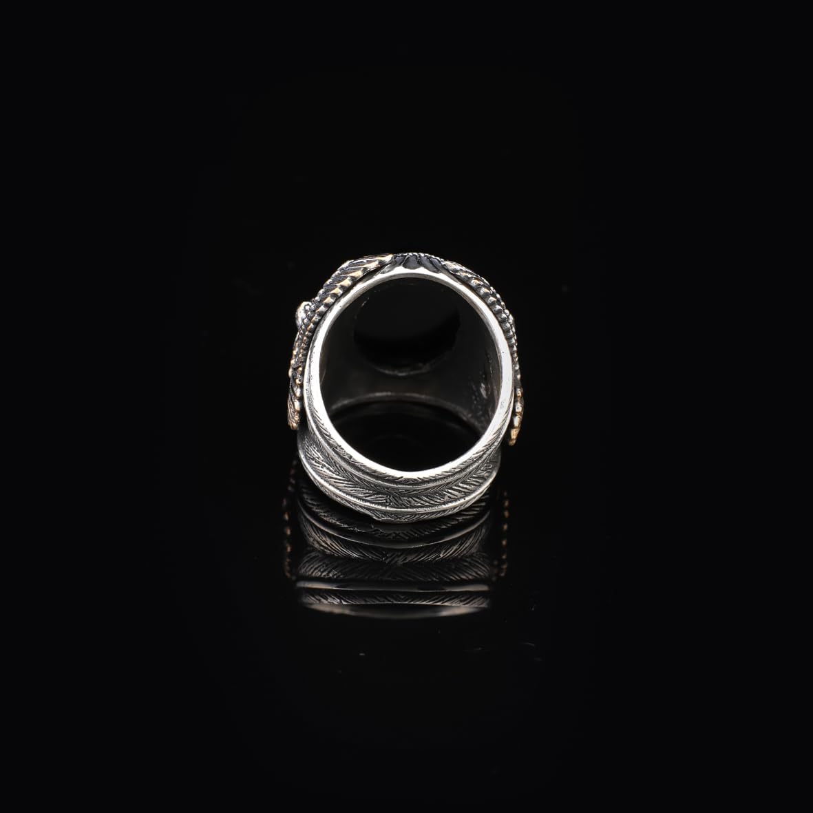 Handmade Onyx Gemstone Eagle Large Ring for Men Vintage 925 Sterling Silver