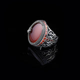 Handmade 925 Sterling Silver Snake Ring with Carnelian Gemstone - Men's Jewelry — image 3