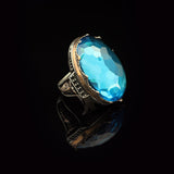 Handmade Aquamarine Men's Ring - Large Oval Stone — image 4