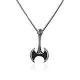 Sterling Silver Axe Necklace for Men - Gothic Biker Pendant with Silver Chain & Cleaning Cloth Gift - Sterling Silver Silver Chain — image 1