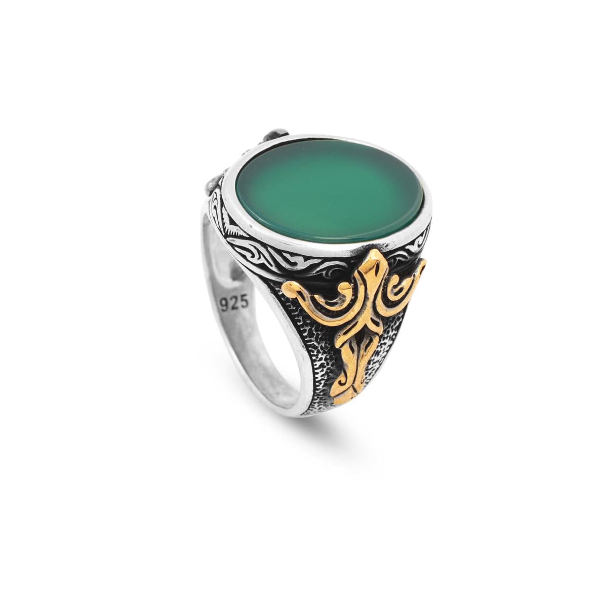 Jade Ring Gemstone Ring Ottoman Statement Ring Vintage Ring Sterling Silver Ring Pinky Ring Silver Signet Ring Gift for Him Handmade