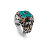 Handmade Vintage Malachite Ax Ring - 925 Sterling Silver Men's Ring with Micro Jade Gemstone - 925 Sterling Silver Rings for Men - Birthday Gifts — image 1