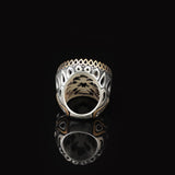 Men's Blue Sapphire Ring - Oval Gemstone in Large Ottoman Design - Handmade 925 Sterling Silver Ring with Silver Polishing Cloth Gift — image 3