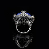 Handmade Large Lapis Lazuli Ax Ring - 925 Sterling Silver Men's Gemstone Jewelry with Silver Polishing Cloth Gift — image 6