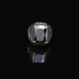 Square Ottoman Ring with Black Onyx - Stylish Square Ottoman Ring Featuring Black Onyx - Handcrafted 925 Sterling Silver Men's Ring - Birthday Gifts — image 2