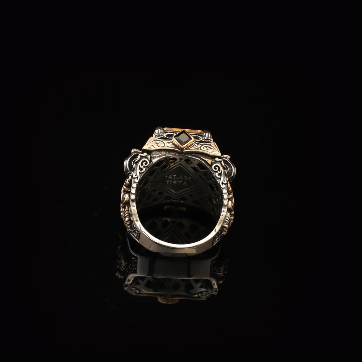 Handmade Citrine Ring Ottoman Vintage Ring Design Sterling Silver Ring Chunky Silver Ring Large Statement Ring Gemstone Ring Promise Ring for Him