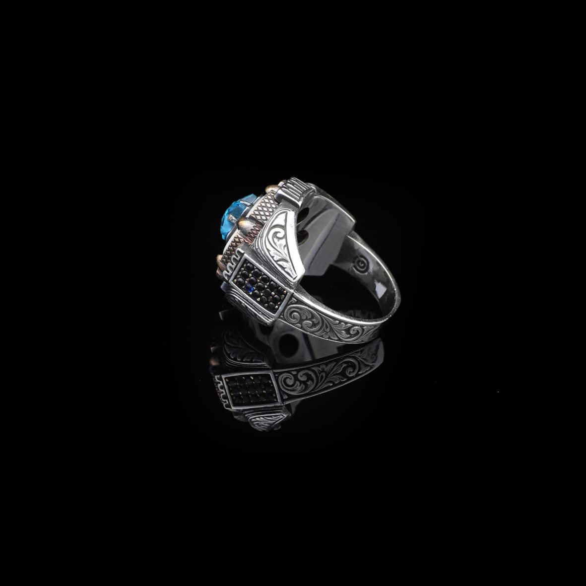 Turquoise Stone Men Silver Ring