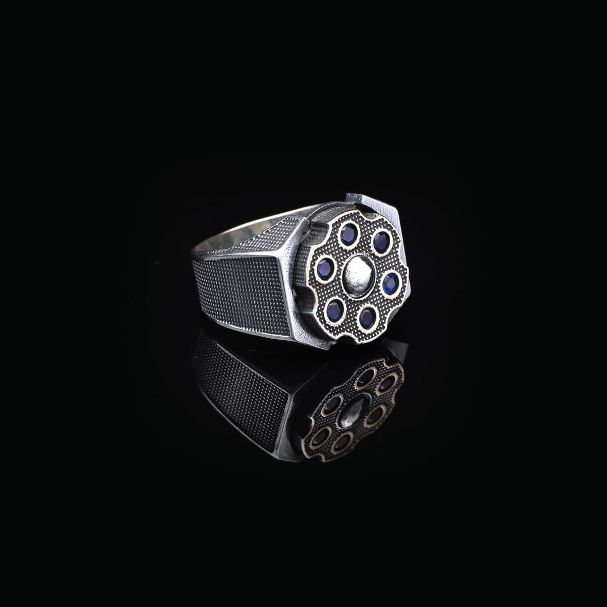 Men's Sapphire Ring - Rotating Design in 925 Sterling Silver - Men's Rotating Sapphire Ring - Birthday Gifts