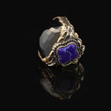 Onyx Lapis Lazuli Large Statement Whiskey Barrel Chunky Silver Ottoman Vintage 925 Sterling Promise Engagement Gemstone Ring Gift for Husband — image 5