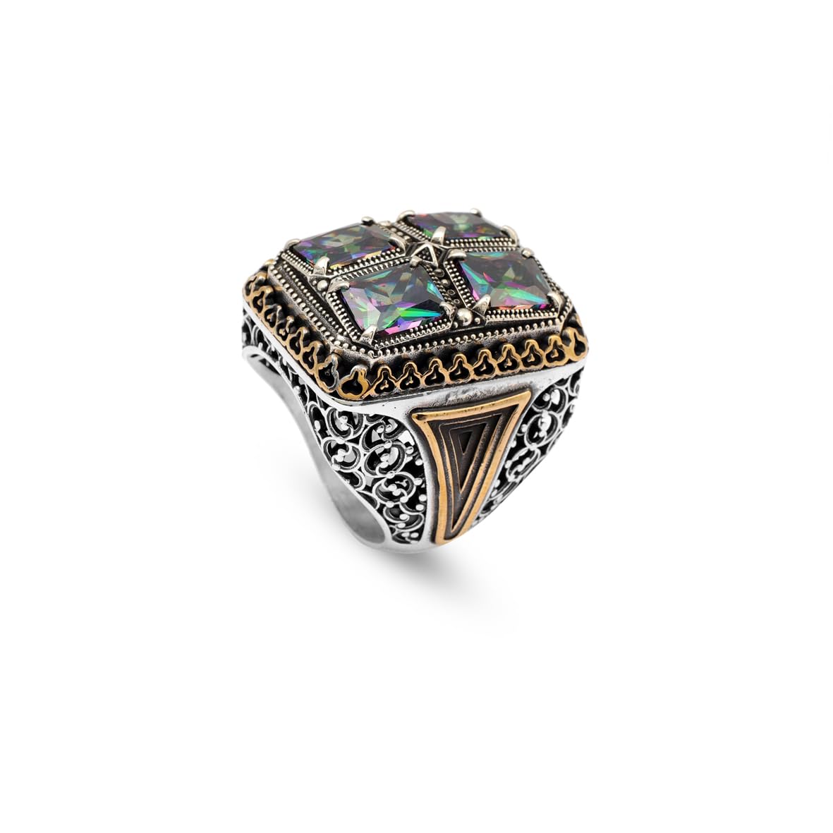 Handmade Mystic Topaz Ring Ottoman Style – Large Statement Vintage Gemstone Ring