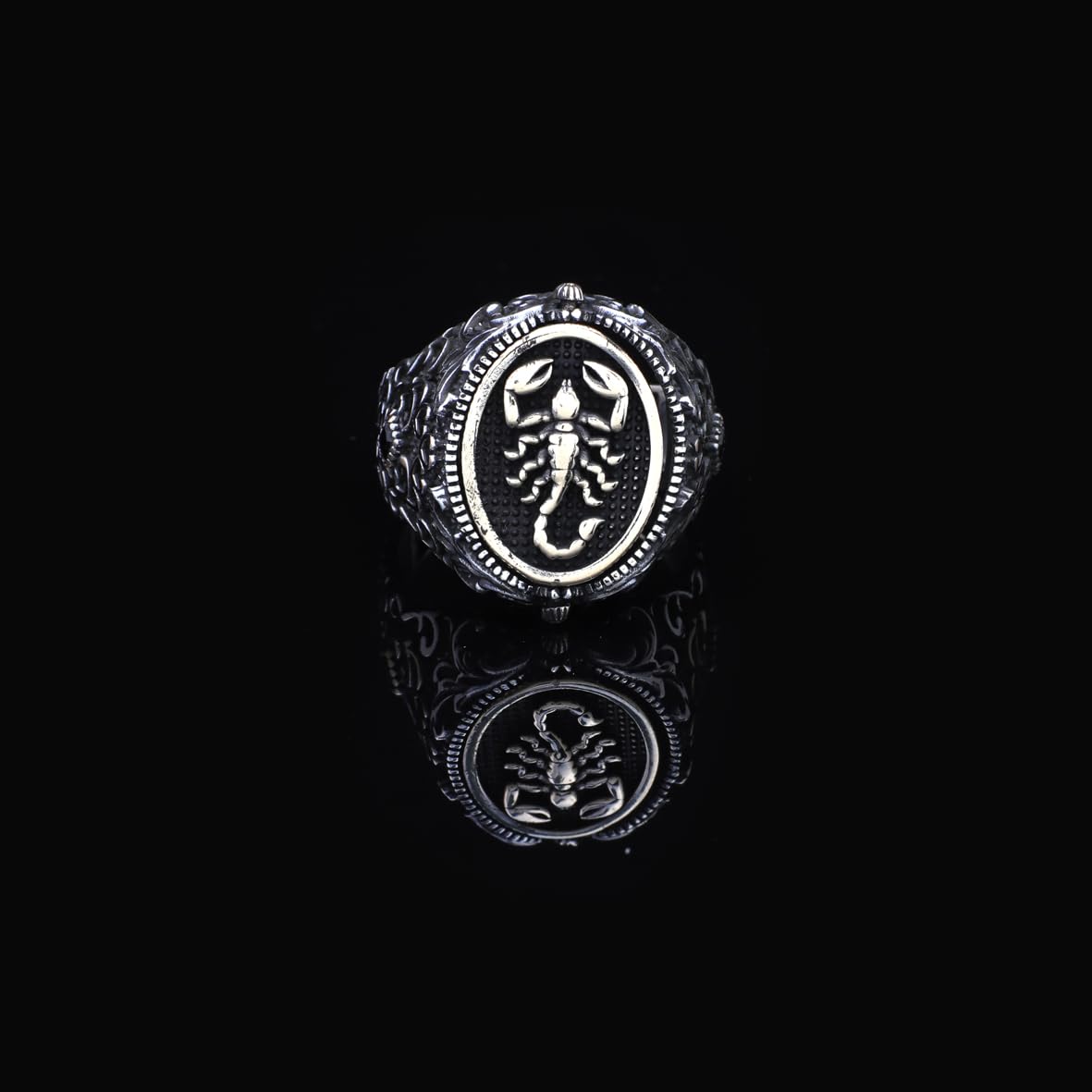 Black Onyx and Sterling Silver Rotating Scorpion Ring for Men - Men's Rotating Scorpion Ring with Black Onyx - Birthday Gifts