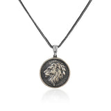 Sterling Silver Lion Necklace for Men - Gothic Biker Pendant with Silver Chain - Men's Pendant Necklace + Silver Cleaning Cloth Gift — image 1