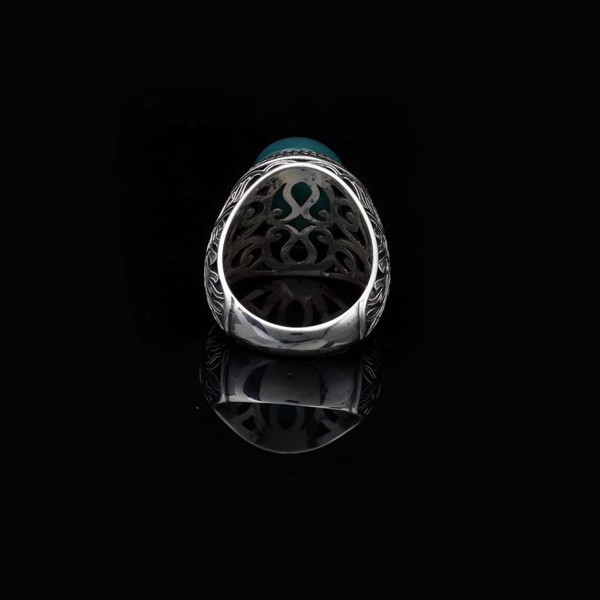 Handmade Jade Men's Ring - 925 Sterling Silver Gemstone Jewelry with Silver Polishing Cloth Gift - Engraving Ring